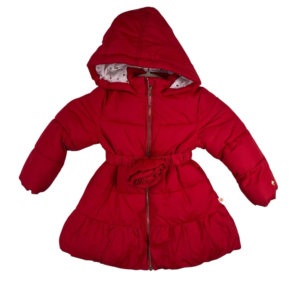 Kate Spade Kids Red Hooded Puffer Coat 24 M Toddler Girl